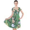 Ostrich Jungle Monkey Plants Cap Sleeve Midi Dress View1