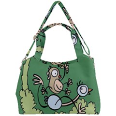 Ostrich Jungle Monkey Plants Double Compartment Shoulder Bag