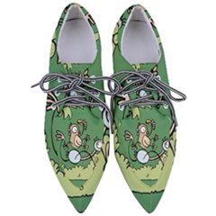 Ostrich Jungle Monkey Plants Pointed Oxford Shoes