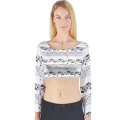 Notes Lines Music Long Sleeve Crop Top