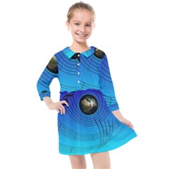 Music Reble Sound Concert Kids  Quarter Sleeve Shirt Dress by HermanTelo