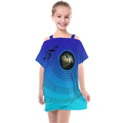 Music Reble Sound Concert Kids  One Piece Chiffon Dress