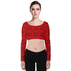 Love 1 Velvet Long Sleeve Crop Top by ArtworkByPatrick