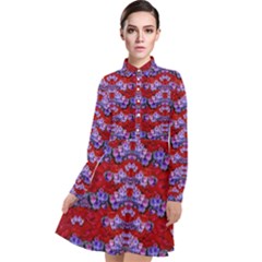 Flowers So Small On A Bed Of Roses Long Sleeve Chiffon Shirt Dress by pepitasart