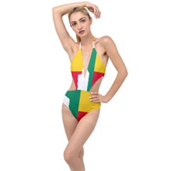 Benin Africa Borders Country Flag Plunging Cut Out Swimsuit by Sapixe