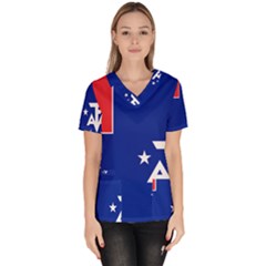 Flag Of The French Southern And Antarctic Lands Women s V-neck Scrub Top by abbeyz71