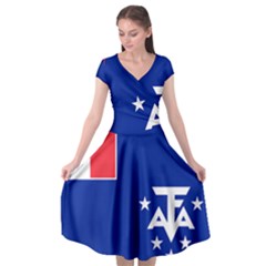 Flag Of The French Southern And Antarctic Lands Cap Sleeve Wrap Front Dress by abbeyz71