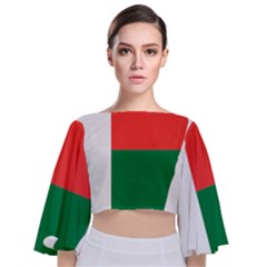 Madagascar Flag Map Geography Tie Back Butterfly Sleeve Chiffon Top