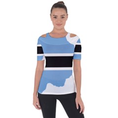 Botswana Flag Map Geography Shoulder Cut Out Short Sleeve Top by Sapixe