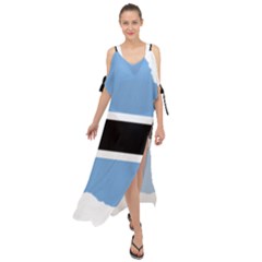 Botswana Flag Map Geography Maxi Chiffon Cover Up Dress