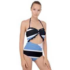 Botswana Flag Map Geography Scallop Top Cut Out Swimsuit by Sapixe