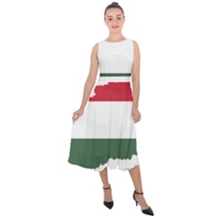 Hungary Country Europe Flag Midi Tie-back Chiffon Dress