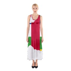 Central African Republic Flag Map Sleeveless Maxi Dress