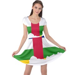 Central African Republic Flag Map Cap Sleeve Dress by Sapixe