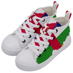 Central African Republic Flag Map Kids  Mid-top Canvas Sneakers