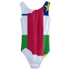 Central African Republic Flag Map Kids  Cut-out Back One Piece Swimsuit by Sapixe