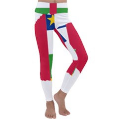 Central African Republic Flag Map Kids  Lightweight Velour Classic Yoga Leggings