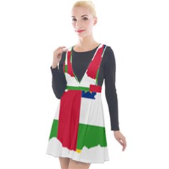 Central African Republic Flag Map Plunge Pinafore Velour Dress by Sapixe