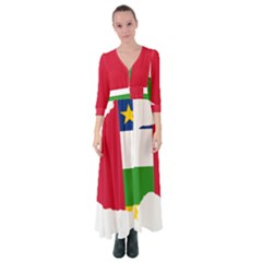 Central African Republic Flag Map Button Up Maxi Dress by Sapixe