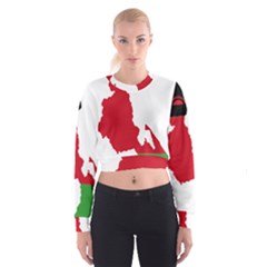 Malawi Flag Map Geography Outline Cropped Sweatshirt by Sapixe