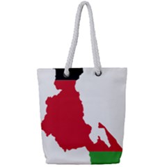 Malawi Flag Map Geography Outline Full Print Rope Handle Tote (small)