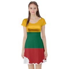 Lithuania Country Europe Flag Short Sleeve Skater Dress by Sapixe