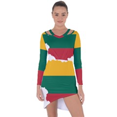 Lithuania Country Europe Flag Asymmetric Cut-out Shift Dress by Sapixe