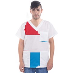 Luxembourg Country Europe Flag Men s V-neck Scrub Top