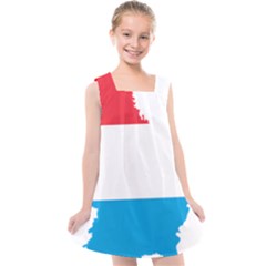 Luxembourg Country Europe Flag Kids  Cross Back Dress by Sapixe