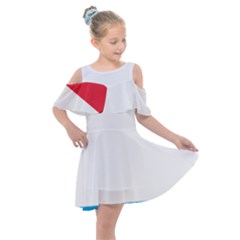 Luxembourg Country Europe Flag Kids  Shoulder Cutout Chiffon Dress by Sapixe