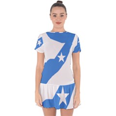 Somalia Flag Map Geography Outline Drop Hem Mini Chiffon Dress