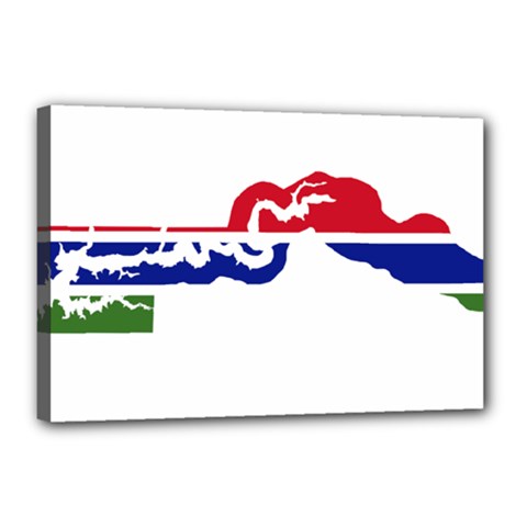 Gambia Flag Map Geography Outline Canvas 18  X 12  (stretched)