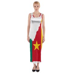 Cameroon Flag Map Geography Fitted Maxi Dress