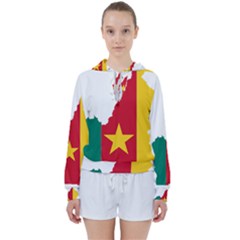 Cameroon Flag Map Geography Women s Tie Up Sweat