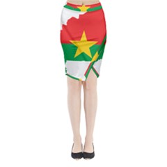 Burkina Faso Flag Map Geography Midi Wrap Pencil Skirt by Sapixe