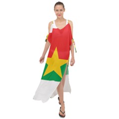 Burkina Faso Flag Map Geography Maxi Chiffon Cover Up Dress