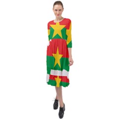 Burkina Faso Flag Map Geography Ruffle End Midi Chiffon Dress by Sapixe