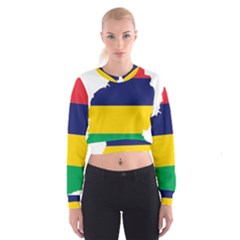 Mauritius Flag Map Geography Cropped Sweatshirt by Sapixe