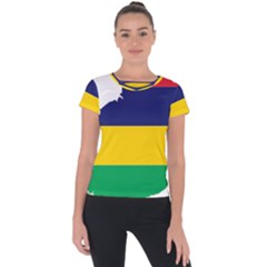Mauritius Flag Map Geography Short Sleeve Sports Top 