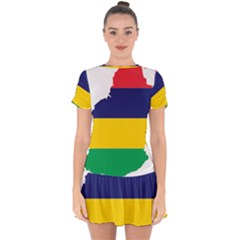 Mauritius Flag Map Geography Drop Hem Mini Chiffon Dress