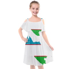Borders Country Flag Geography Map Kids  Cut Out Shoulders Chiffon Dress by Sapixe