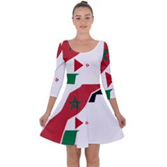 Western Sahara Flag Map Geography Quarter Sleeve Skater Dress