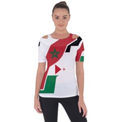 Western Sahara Flag Map Geography Shoulder Cut Out Short Sleeve Top