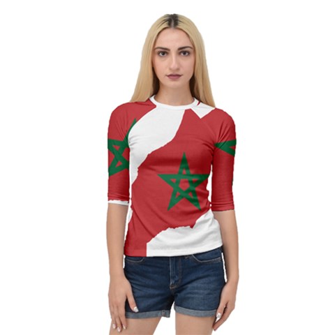 Morocco Flag Map Geography Outline Quarter Sleeve Raglan Tee by Sapixe