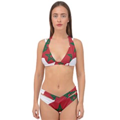 Morocco Flag Map Geography Outline Double Strap Halter Bikini Set by Sapixe
