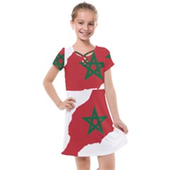 Morocco Flag Map Geography Outline Kids  Cross Web Dress by Sapixe