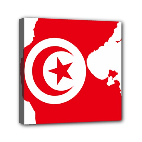 Tunisia Flag Map Geography Outline Mini Canvas 6  x 6  (Stretched)