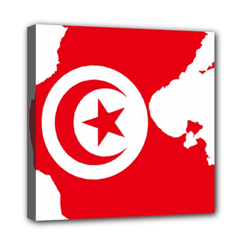 Tunisia Flag Map Geography Outline Mini Canvas 8  x 8  (Stretched)