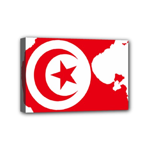 Tunisia Flag Map Geography Outline Mini Canvas 6  x 4  (Stretched)