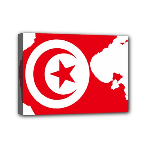Tunisia Flag Map Geography Outline Mini Canvas 7  X 5  (stretched)